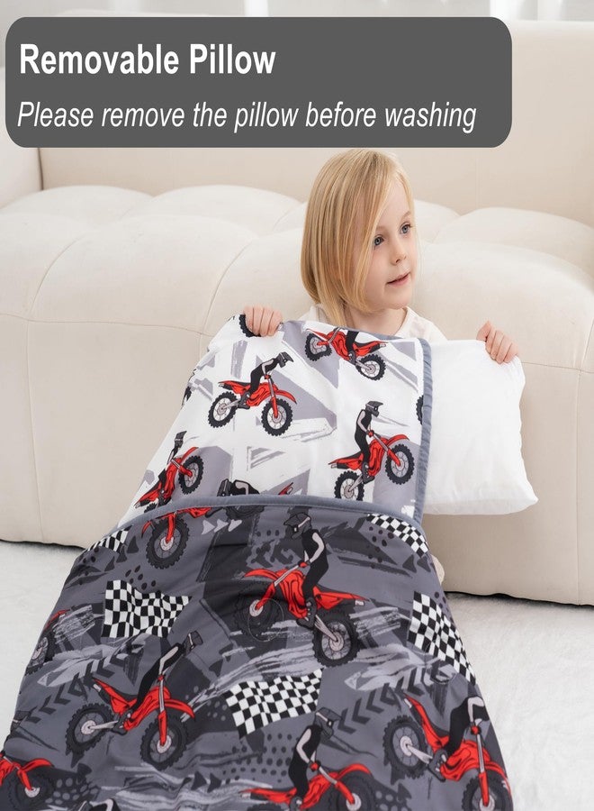 Viviland Toddler Nap Mat with Pillow and Minky Dot Blanket, Rolled Large Sleeping Mat for Boys, Kids Slumber Bag/Nap Mat for Preschool, Daycare, Kindergarten, Travel Camping - Cool Motocycle - Image 5