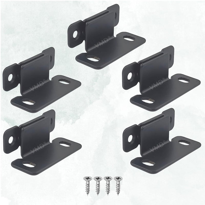 VMD , Slim L Magnetic Door Catch, Ultra Thin S.S Cabinet Door Magnets with Screws, Magnetic Door Stopper Safety Latches for Kitchen Cupboard Closet. (Black - Pack of 5) - Image 1