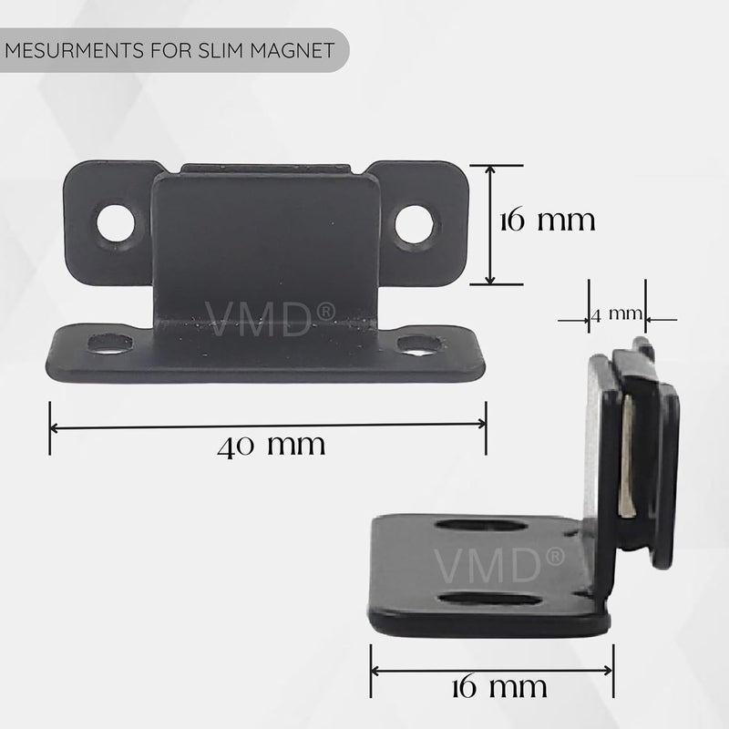 VMD , Slim L Magnetic Door Catch, Ultra Thin S.S Cabinet Door Magnets with Screws, Magnetic Door Stopper Safety Latches for Kitchen Cupboard Closet. (Black - Pack of 5) - Image 2