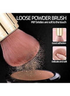 MOXO Makeup Brush Set 5 in 1 Makeup Brushes with Eyeshadow Brush Lip Brush Face Brush Foundation Brush Powder Puff Convenient for Go Out Daily Makeup (Rose Gold)  - Image 3