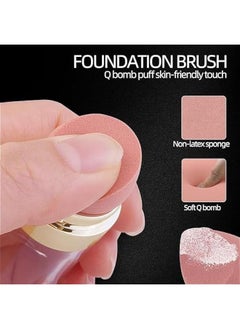 MOXO Makeup Brush Set 5 in 1 Makeup Brushes with Eyeshadow Brush Lip Brush Face Brush Foundation Brush Powder Puff Convenient for Go Out Daily Makeup (Rose Gold)  - Image 4