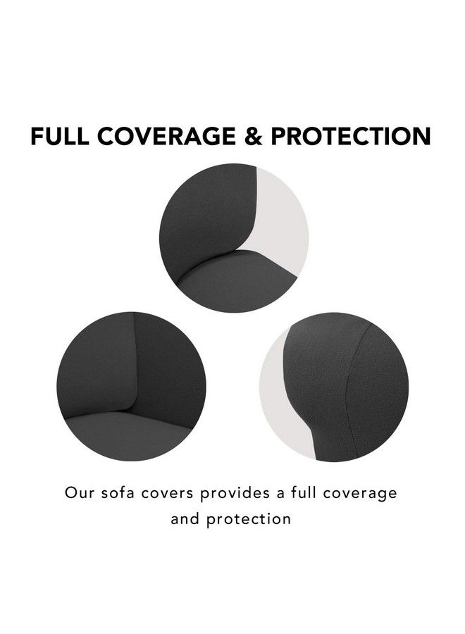 PureFit Super Stretch Chair Sofa Slipcover Spandex Antislip Soft Couch Sofa Cover Washable Furniture Protector With Antiskid Foam And Elastic Bottom For Kids Pets （Sofa Dark Gray） - Image 4