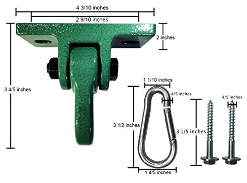 ABUSA Heavy Duty Green Swing Hangers Screws Bolts Included Over 5000 lb Capacity Playground Porch Yoga Seat Trapeze Wooden Sets Indoor Outdoor (4 Pack) - Image 5