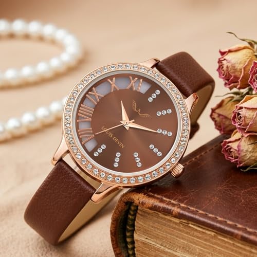 LOUIS DEVIN Brown Faux Leather Strap Analog Wrist Watch for Women (Brown Dial) | LD-CP501-BRW - Image 3