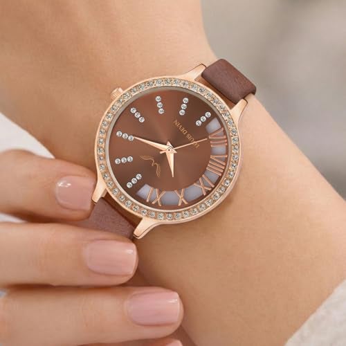 LOUIS DEVIN Brown Faux Leather Strap Analog Wrist Watch for Women (Brown Dial) | LD-CP501-BRW - Image 2