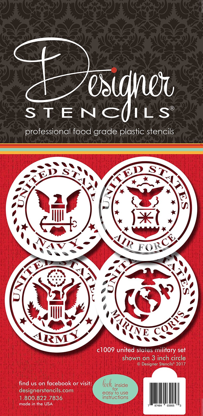 Designer Stencils Military Seals Baking Stencils  Royal Icing  Airbrush Cookies  US Army Navy  Air Force Templates  C1009 by Designer Stencils