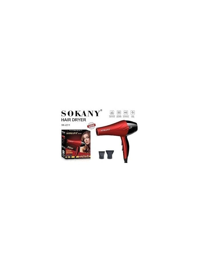 sokany Professional Hair Dryer SK-2215 - 2600 Watts, Hot and Cold Air Speeds, Ideal for Home and Salon Use - Image 3