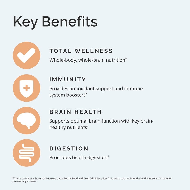 BRAINMD دكتور أيمين براين إم دي نيوروفيت بلس 120 كبسولة مكمل متعدد الفيتامينات والمعادن معزز بالفيتونutrients والإنزيمات والأطعمة الكاملة خالي من الجلوتين 30 حصة - Image 4