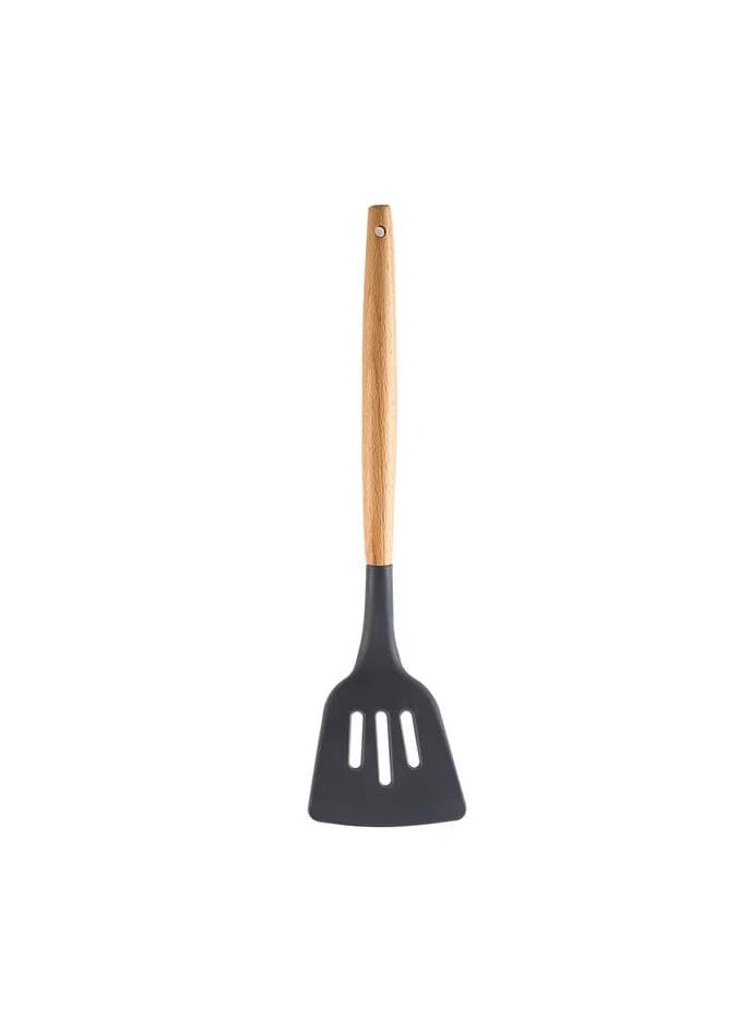 Bright Home Ladle with Wooden Handle Non-Stick Cooking Ladle With Hard Wood Handle, Silicone Kitchen Laddle BPA Free, Baking & Serving Wooden Cooking Spoon  - Image 1