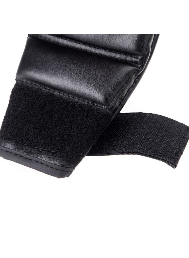 SUTENG PU Leather Half Mitts Mitten Muay Thai Training Punching Sparring Boxing Gloves Red  - Image 3