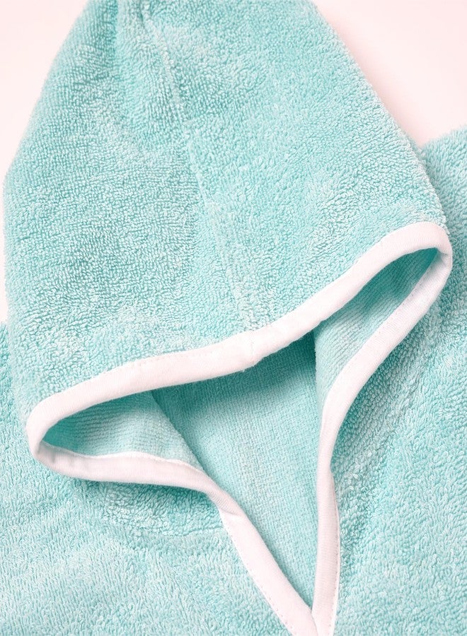 TIDY SLEEP منشفة بونشو للأطفال من تيدي سليب، بغطاء رأس، مصنوعة من ألياف دقيقة ناعمة وسريعة الجفاف (62 × 52 سم) لون أزرق فاتح - Image 5