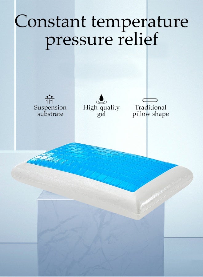 2-Piece Comfortable Cervical Pillow, Cooling Memory Foam Pillows for Back Stomach Side Sleeper - Sleeping Travel Neck Gusseted Bed Pillow Gel Layer Provides Coolness  - Image 5