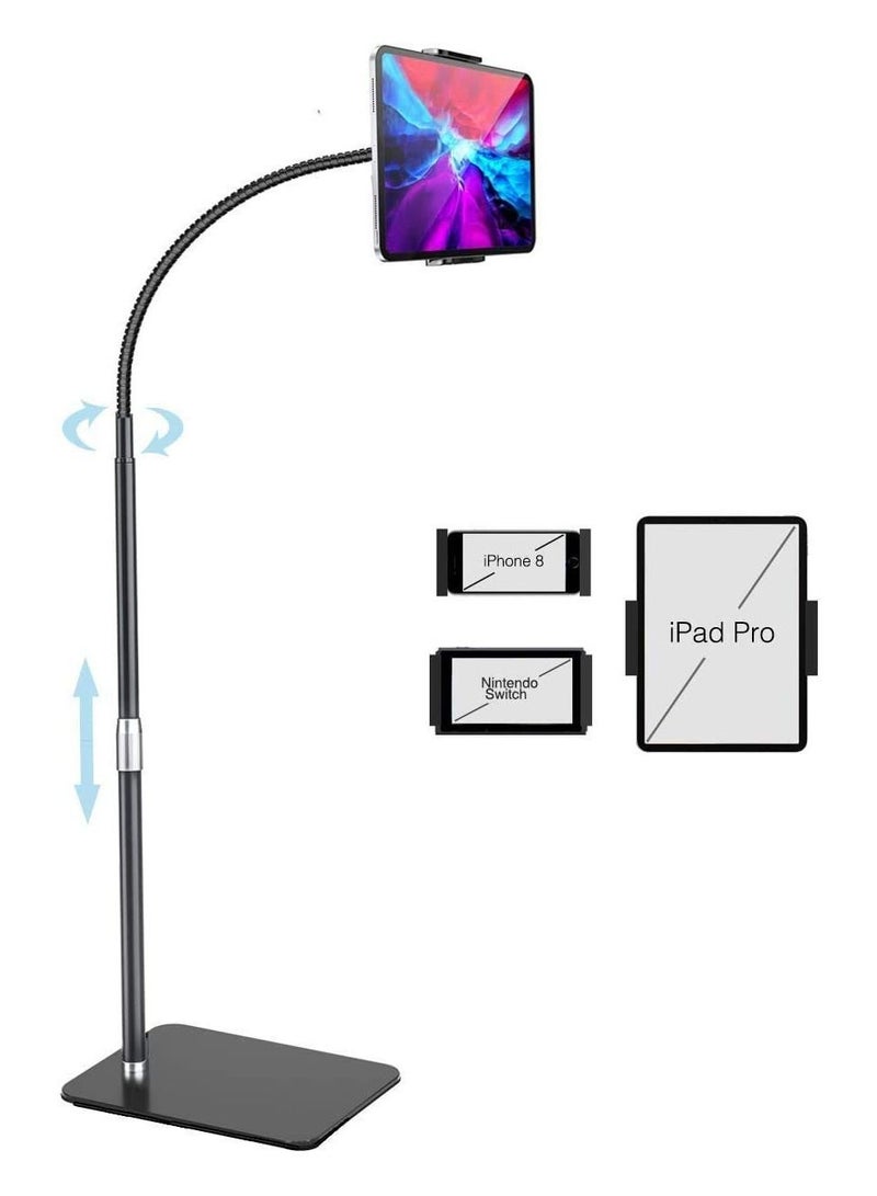 Tablet Holder Phone Stand Lazy Holder Adjustable Gooseneck Long Arm Bed Floor Mount for 3.5-11 Inch Cell Phone Tablet Pad Stand Bedroom Kitchen Living Room Outdoor  - Image 1