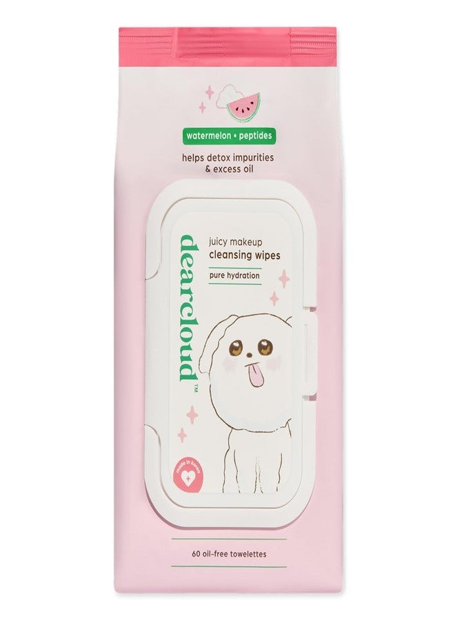 مناديل تنظيف المكياج من دياركلاود - 60 قطعة - مناديل مكياج ومزيل مكياج للوجه - مناديل مزيل مكياج خالية من الزيت (بطيخ وببتيدات)