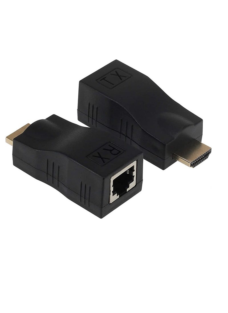 ماركة غير محددة [ترقية] موسع HDMI إلى RJ45، مكرر محول HDMI، 2 حزمة جهاز إرسال واستقبال موسع HDMI شبكة RJ45 عبر إيثرنت LAN Cat 5e / 6 / 6e، يدعم HDTV 1080P 3D (زوج واحد) 