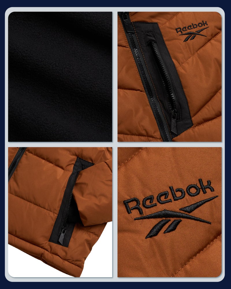 Reebok Boys Puffer Jacket - Heavyweight Quilted Water & Wind Resistant Boys Winter Coat - Fleece Insulated Kids Winter Jacket, Size 10-12, Timber Brown - Image 4