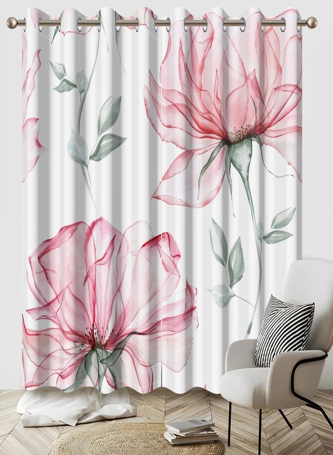AWERT Floral Printed Blackout Curtains Romantic Large Flowers Blossom Window Curtains Thermal Insulating Room Darkening for Bedroom Living Room Set of 2 Panels, Each Size 42x84 Inches - Image 3