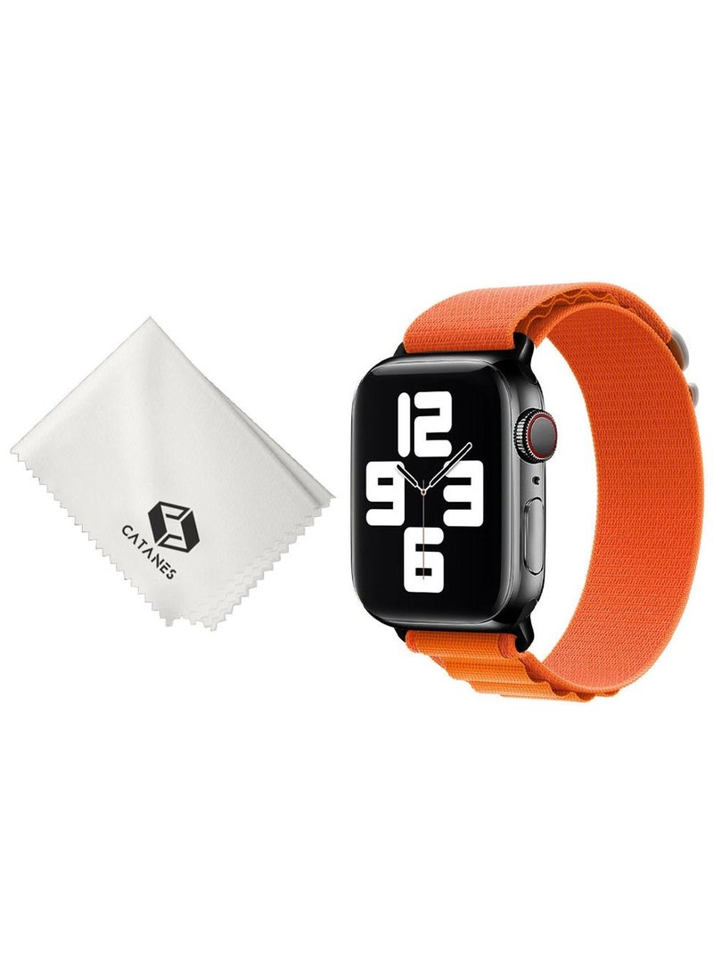 CATANES - 2 Packs Of Apple Watch Band and Microfiber Cloth Alpine Loop Band 38mm 40mm 41mm Women Men Adjustable with Metal G-Hook Strap for iWatch Series 7/SE/6/5/4/3/2/1 Orange - Image 1