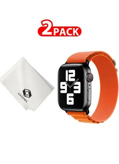 2 Packs Of Apple Watch Band and Microfiber Cloth Alpine Loop Band 38mm 40mm 41mm Women Men Adjustable with Metal G-Hook Strap for iWatch Series 7/SE/6/5/4/3/2/1 Orange