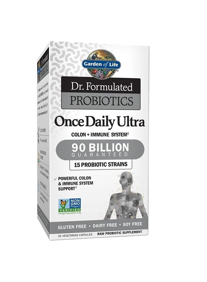 Garden of Life Probiotics for Women and Men, Dr. Formulated Once Daily Ultra 90 Billion Adult Probiotic for Digestive Health, Immune System Support, Acidophilus, Prebiotics, 30 Vegetarian Capsules  - Image 1