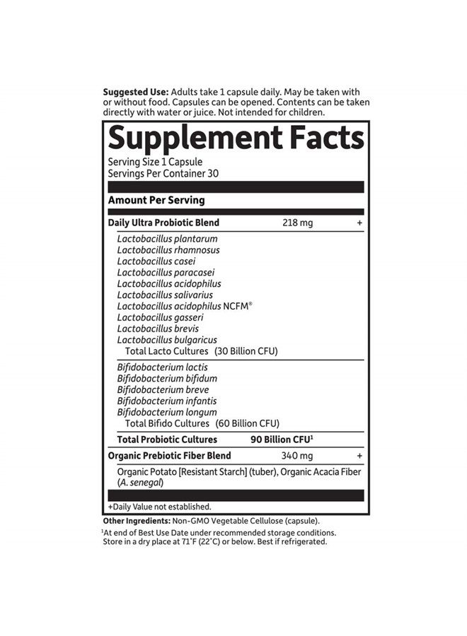 Garden of Life Probiotics for Women and Men, Dr. Formulated Once Daily Ultra 90 Billion Adult Probiotic for Digestive Health, Immune System Support, Acidophilus, Prebiotics, 30 Vegetarian Capsules  - Image 5
