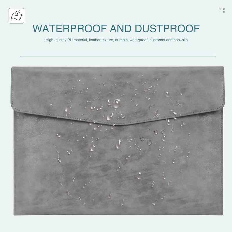 HOOKOR File Folder, Pu Leather A4 Document Holder File Organizer Filing Envelope Portfolio Case Tablet Sleeve With Magnetic Snap Closure For Home School Office Stationery (Grey) - Image 5