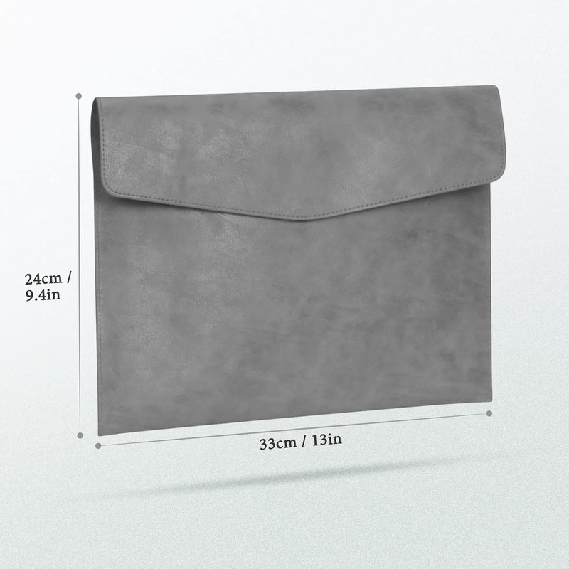 HOOKOR File Folder, Pu Leather A4 Document Holder File Organizer Filing Envelope Portfolio Case Tablet Sleeve With Magnetic Snap Closure For Home School Office Stationery (Grey) - Image 2