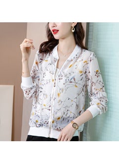 Generic 2024 Summer New Large Size Loose Fit Jacket Cardigan Top Short Jacket Trendy Printing Sun Protection Baseball Uniform For Women 8005# 