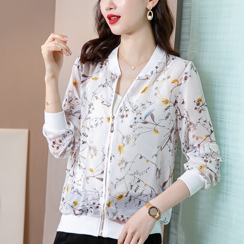2024 Summer New Large Size Loose Fit Jacket Cardigan Top Short Jacket Trendy Printing Sun Protection Baseball Uniform For Women 8005# 
