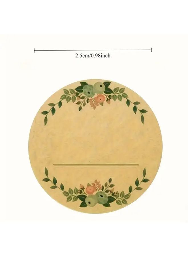 500 Pcs Kraft Paper Stickers Roll Round Wreath Design For Gift Wrapping - Image 3