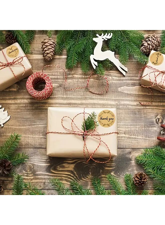 500 Pcs Kraft Paper Stickers Roll Round Wreath Design For Gift Wrapping - Image 2