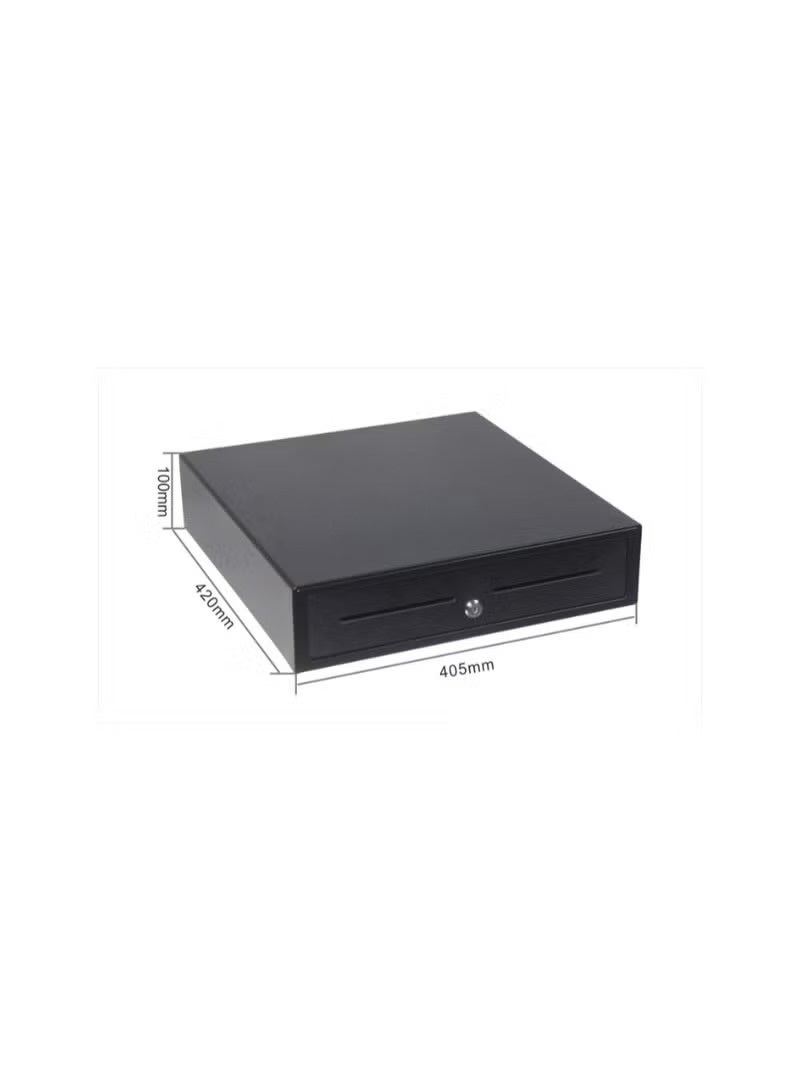 BASEET Heavy-Duty POS Cash Drawer with 5 Bill & 5 Coin Compartments – Secure Lock – Black Metal Cash Drawer for Retail & Restaurants - Image 2