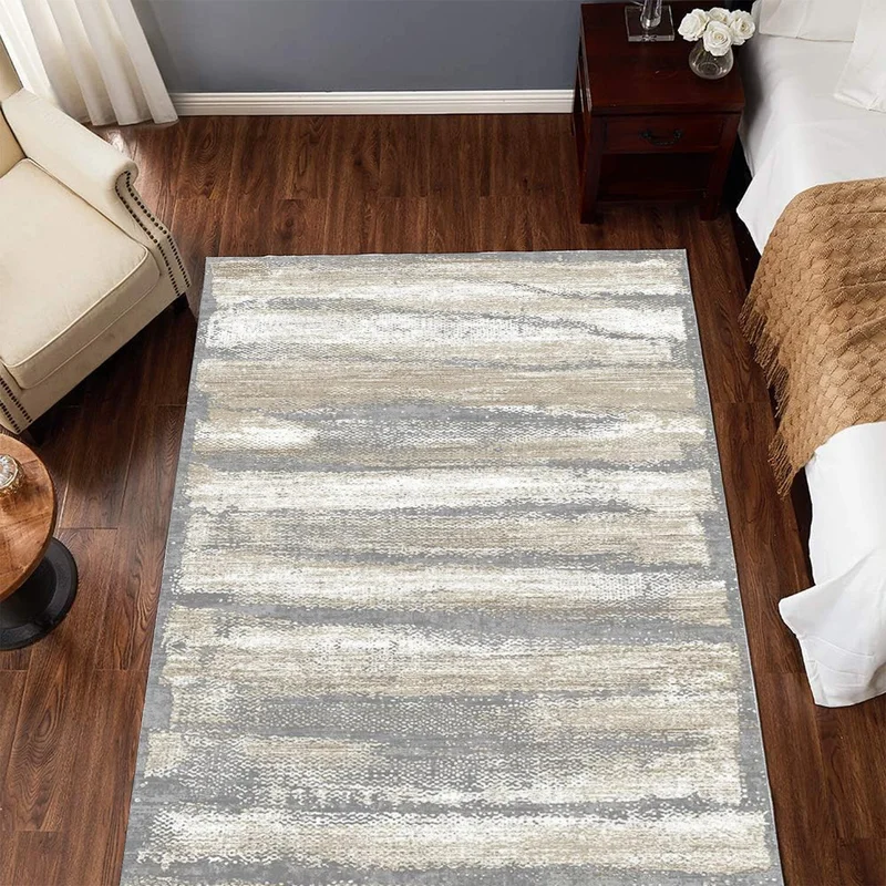 فايند Washable Carpet Kitchen Non-Slip Dod Base Stain-Proof Home Carpet Gray-Beige