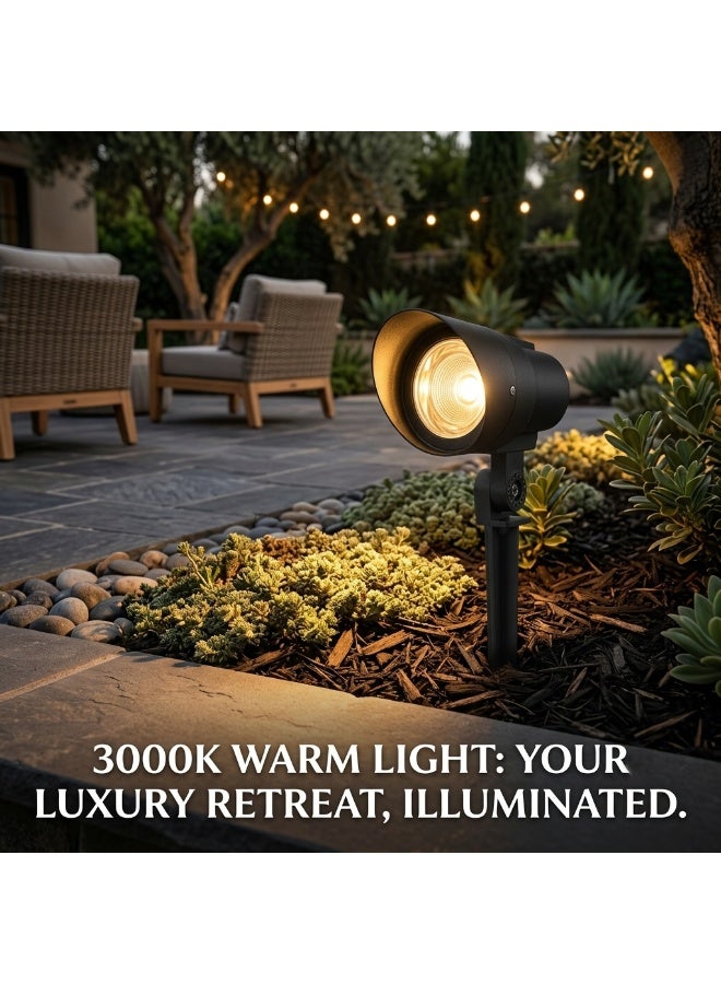 alfriday 15W LED Garden Spike Light, IP65 Waterproof Outdoor Landscape Spotlight, 3000K Warm White Architectural Tree Uplight, Low Voltage In-Ground Pathway & Yard Lawn Lamp, Black Aluminum - Image 2
