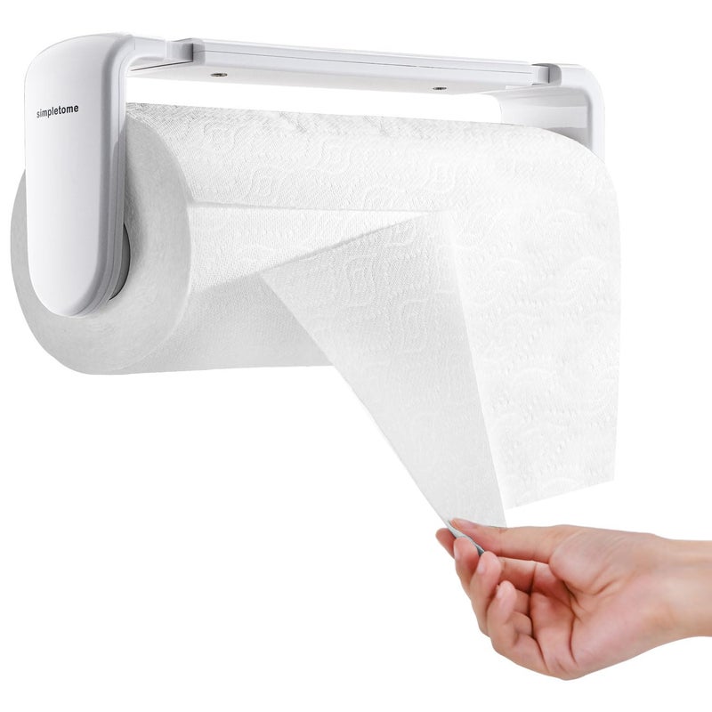 simpletome Paper Towel Holder ONE Hand Tear Adaptive Tension Arm Adjustable Length 9411inch2428cm White