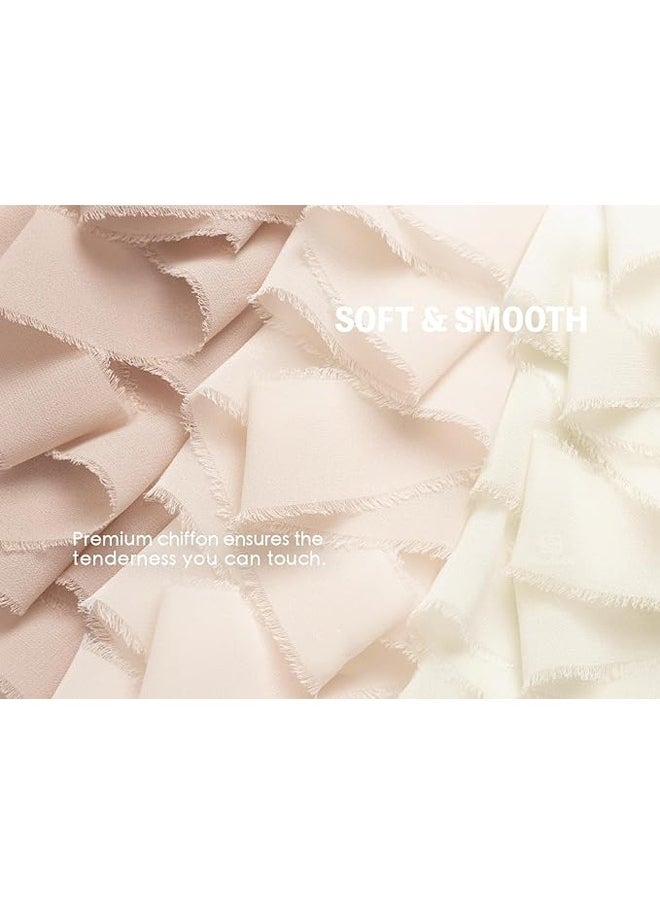 Zeemey 3 Rolls Handmade Fringe Chiffon Silk Ribbon 1 1/2 Inch x 7Yd Nude & White Ribbons Set for Wedding Invitations Bridal Bouquets Gift Wrapping Holiday Decor(4cm*5m)  - Image 4