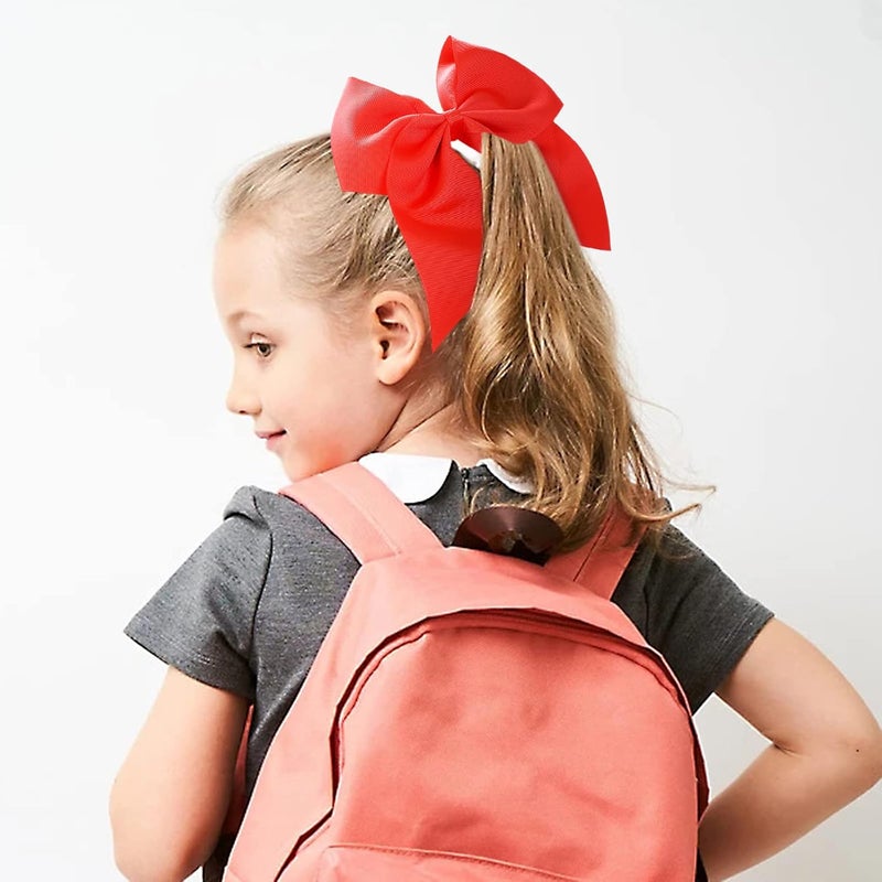 كلاراكو ربطات شعر كبيرة 8 بوصة مع شريط، عبوتان من ربطات التشجيع، ربطة شعر حمراء كبيرة الحجم للتشجيع مع حامل، ربطة شعر لعيد الميلاد، إكسسوارات شعر لفتيات المدارس، الأطفال الصغار، والنساء، الزي المدرسي - Image 2