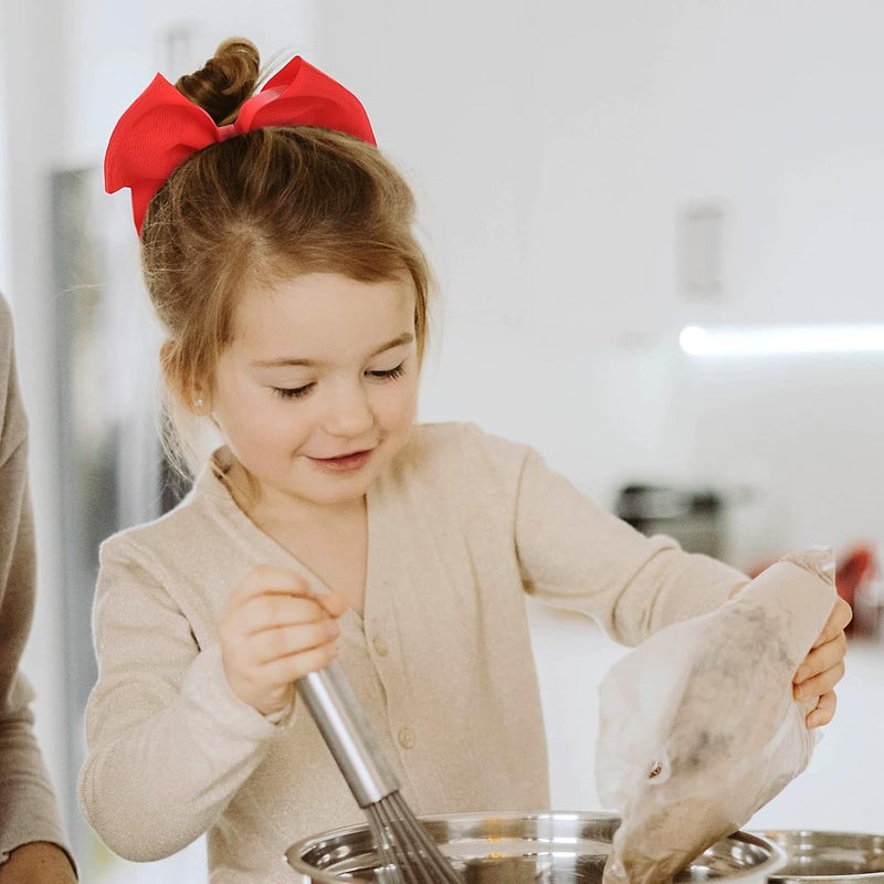 كلاراكو ربطات شعر كبيرة 8 بوصة مع شريط، عبوتان من ربطات التشجيع، ربطة شعر حمراء كبيرة الحجم للتشجيع مع حامل، ربطة شعر لعيد الميلاد، إكسسوارات شعر لفتيات المدارس، الأطفال الصغار، والنساء، الزي المدرسي - Image 5