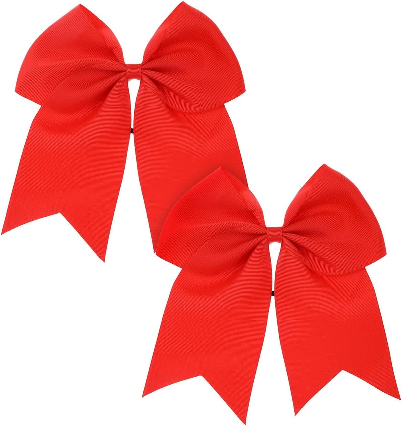 كلاراكو ربطات شعر كبيرة 8 بوصة مع شريط، عبوتان من ربطات التشجيع، ربطة شعر حمراء كبيرة الحجم للتشجيع مع حامل، ربطة شعر لعيد الميلاد، إكسسوارات شعر لفتيات المدارس، الأطفال الصغار، والنساء، الزي المدرسي - Image 1