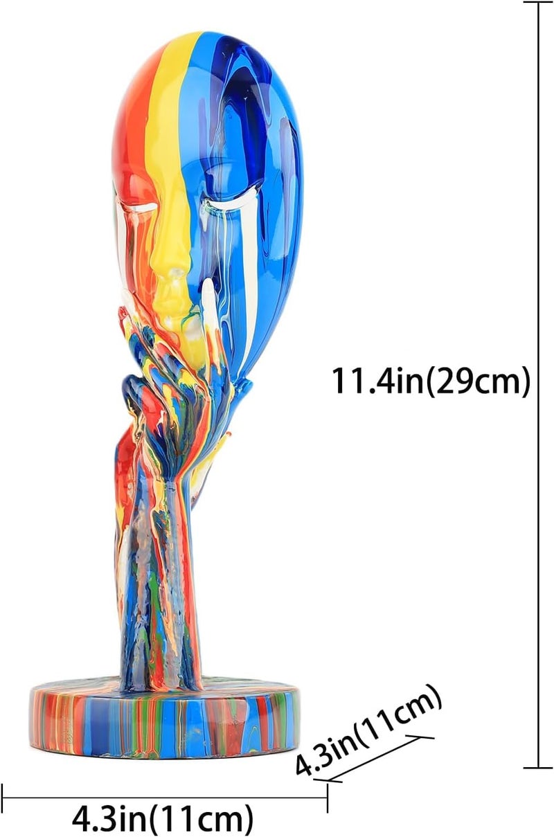 suruim Simple Creative Colorful Female Face Art Statue Thinker Lady Sculpture Abstract Character Crafts Ornament Home Office Bedroom Decoration (Small 11.8x4.3x4.3in) - Image 4