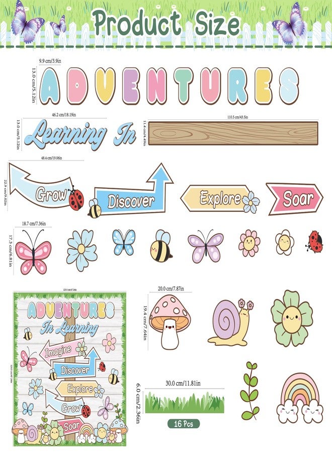 Polaxium Spring Bulletin Board Adventures in Learning Classroom Decoration Spring Flower Signpost Paper Cutouts Spring Bulletin Board Set for Teacher Classroom School Office Chalkboard Wall Supply - Image 3