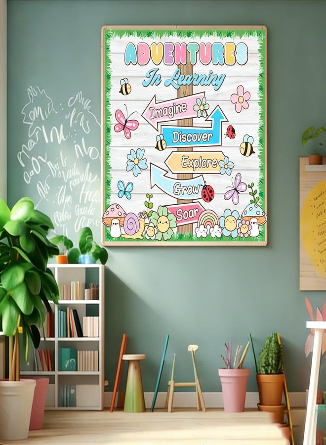 Polaxium Spring Bulletin Board Adventures in Learning Classroom Decoration Spring Flower Signpost Paper Cutouts Spring Bulletin Board Set for Teacher Classroom School Office Chalkboard Wall Supply - Image 4