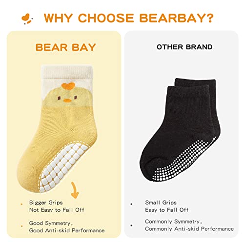 Bearbay Baby Socks 6 Pairs - Non-Slip Gripper for Toddlers, Infants & Kids, Soft Cotton Crew Socks for Boys & Girls - Image 4