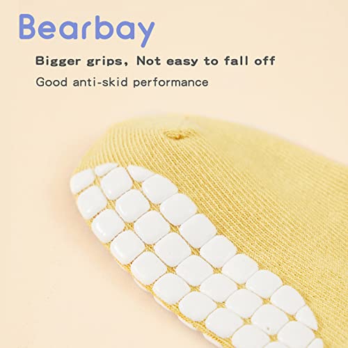Bearbay Baby Socks 6 Pairs - Non-Slip Gripper for Toddlers, Infants & Kids, Soft Cotton Crew Socks for Boys & Girls - Image 5