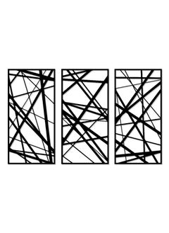 Home Gallery Decorative Abstract linear pattern wooden wall Art 3 panels 80X130 cm  - Image 2
