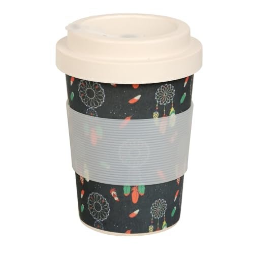 Earthism Eco-Friendly Bamboo Fibre Travel Reusable Coffee Mug with lid 350 Ml (Dreamcatcher) - Image 1