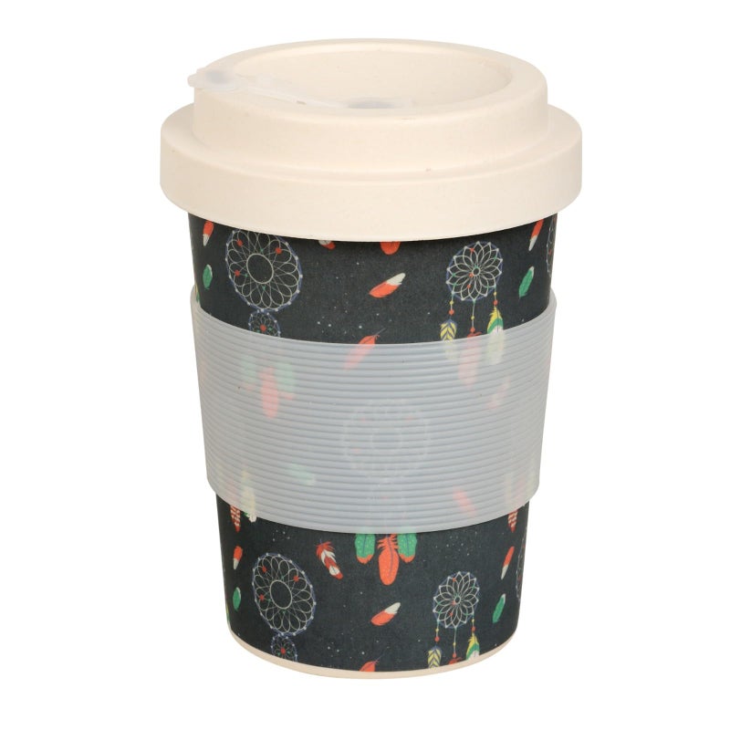 Earthism Eco-Friendly Bamboo Fibre Travel Reusable Coffee Mug with lid 350 Ml (Dreamcatcher) - Image 5