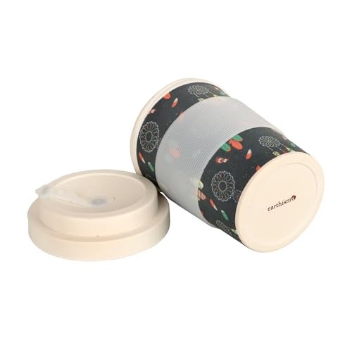 Earthism Eco-Friendly Bamboo Fibre Travel Reusable Coffee Mug with lid 350 Ml (Dreamcatcher) - Image 4
