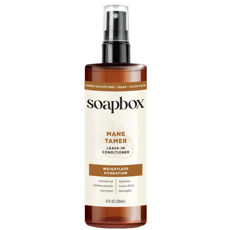 Soapbox Mane Tamer, Leave-In Conditioner Spray to Tame Frizz, Smooth Fly Aways, Hydrate, Add Shine & Detangle Dry, Damaged Hair, Paraben Free, Vegan (8oz) - Image 1