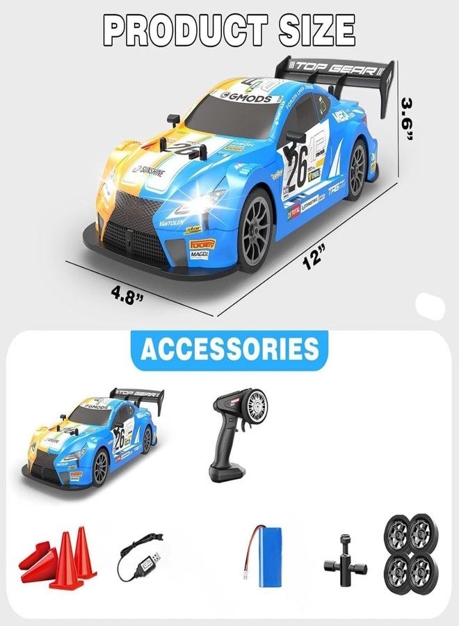 Babelly Rc Drift Remote Control Car 1:24 Scale, High-Speed, 4Wd, Lights, Rechargeable Racing Car, Drifting Tires, 2.4Ghz, for Kids - Image 2